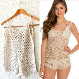 Billabong Crochet Beach Cover Up Romper Small